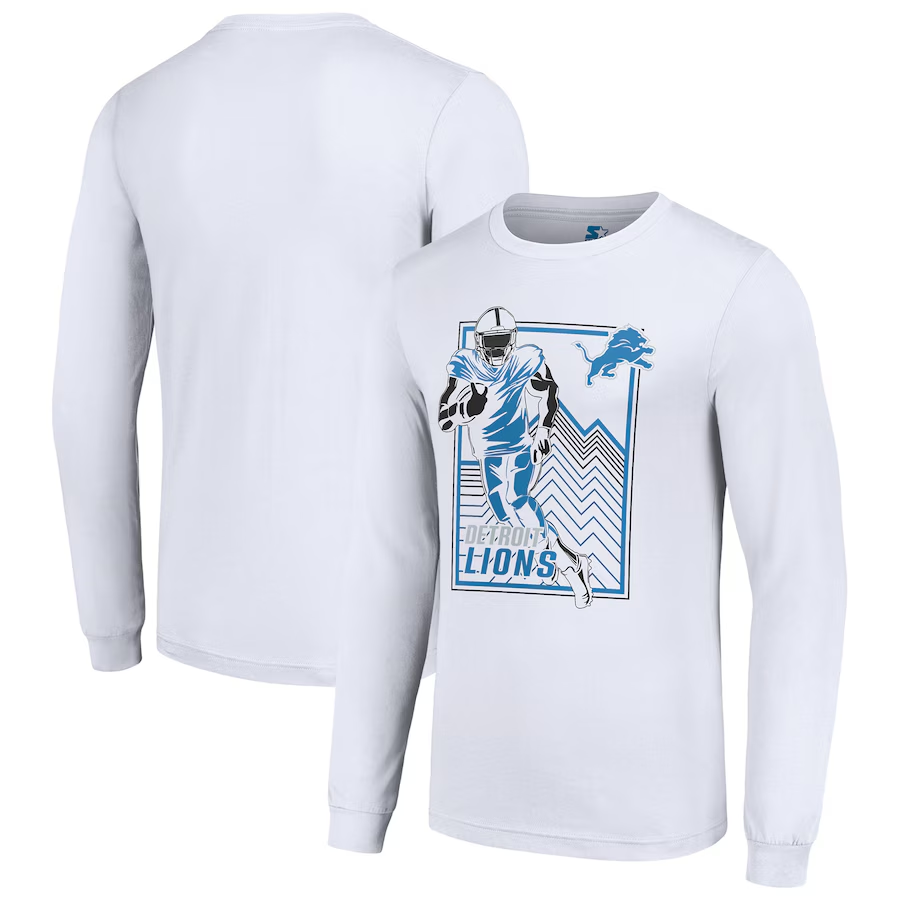 Men Detroit Lions white 2024 NFL Long sleeve T Shirts